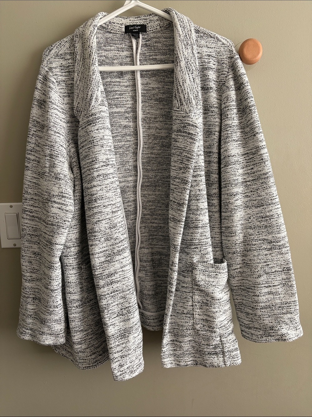 Lord & Taylor Gray Marled Open-Front blazer sweater jacket